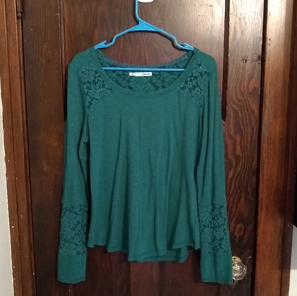 teal lacy long sleeved shirt